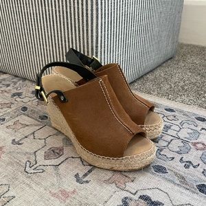 Anthropologie espadrille, suede, and leather wedge